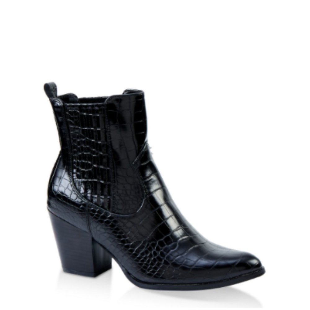 Faux Croc Bootie